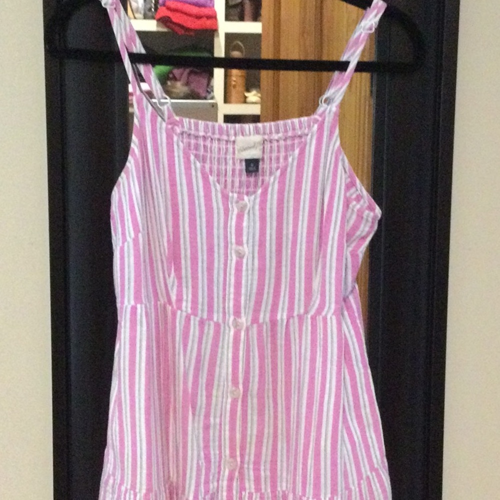 Pink and White Striped Sleeveless Dress